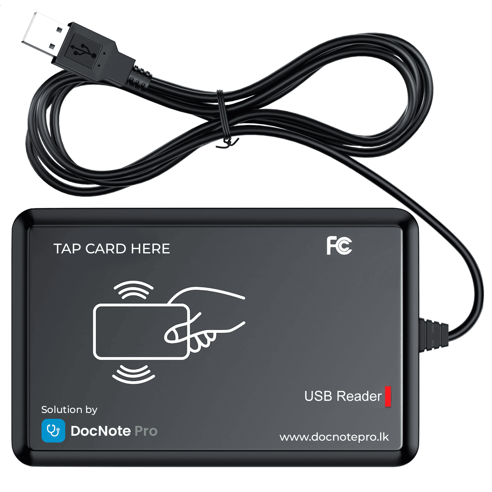 DocNote Pro USB smart card reader — tap card here for instant patient identification