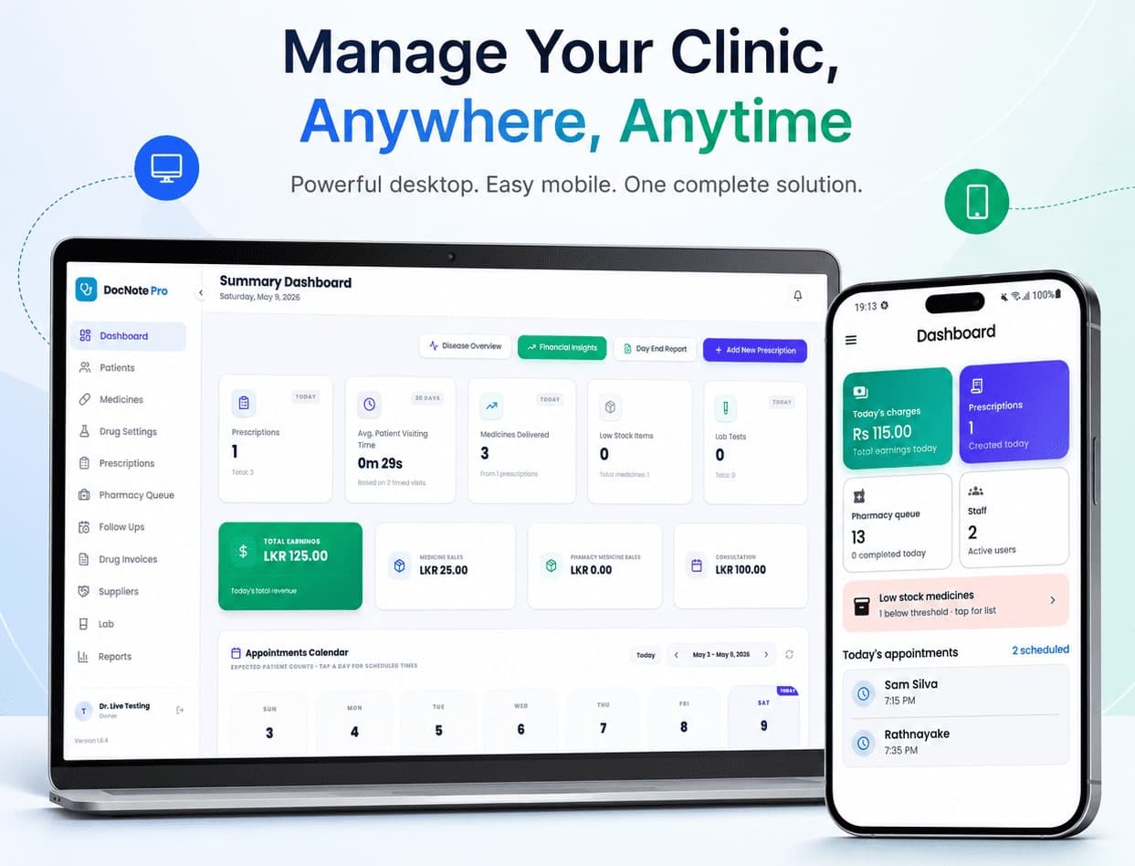 DocNote Pro Cover Image - Clinic management software interface